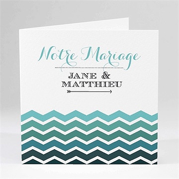 Faire-part mariage chevrons camaïeu bleu et vert