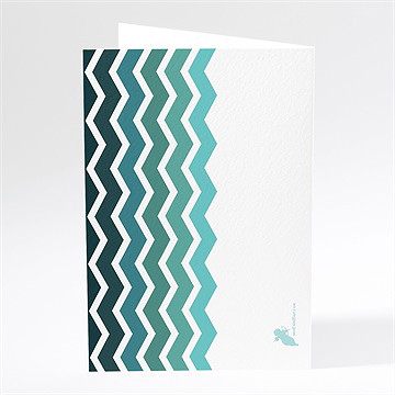 Menu mariage chevrons camaïeu bleu et vert - Dos du menu