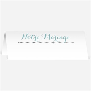 Marque-place mariage chevrons camaïeu bleu et vert