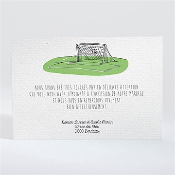 Remerciement mariage a vos crampons de football ! - Dos du faire-part