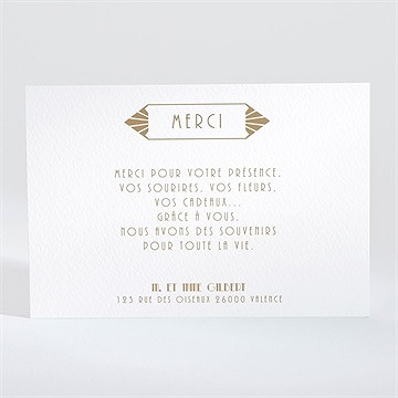 Remerciement mariage années folles - Dos du faire-part