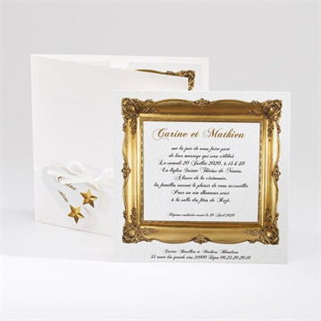 Faire-part mariage imitation cadre or