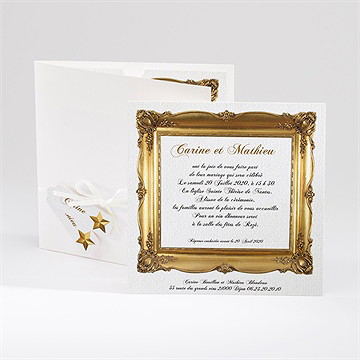 Faire-part mariage imitation cadre or