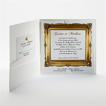 Faire-part mariage imitation cadre or - Intérieur de la pochette