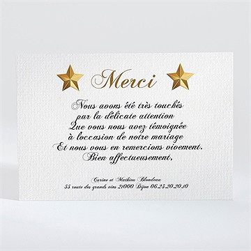 Remerciement mariage imitation cadre or - Dos du faire-part