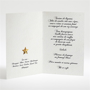 Menu mariage imitation cadre or - Menu ouvert