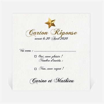 Carton réponse mariage imitation cadre or