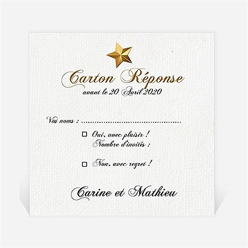 Carton réponse mariage imitation cadre or