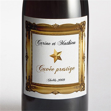 Etiquette de bouteille mariage imitation cadre or