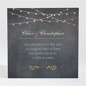 Carton d'invitation mariage ardoise élégante et étiquettes