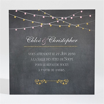 Carton d'invitation mariage ardoise élégante et étiquettes