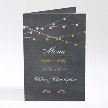 Menu mariage ardoise élégante et étiquettes