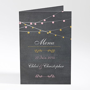 Menu mariage ardoise élégante et étiquettes