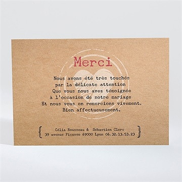 Remerciement mariage l'instant magique - Dos du faire-part