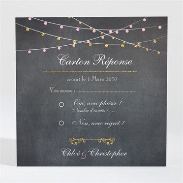Carton réponse mariage ardoise élégante et étiquettes