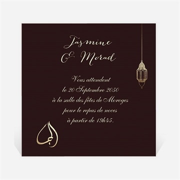 Carton d'invitation mariage mille et une nuits