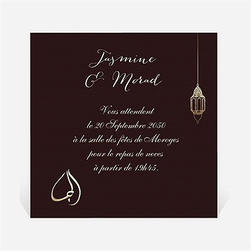 Carton d'invitation mariage mille et une nuits