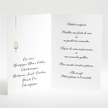 Menu mariage mille et une nuits - Menu ouvert