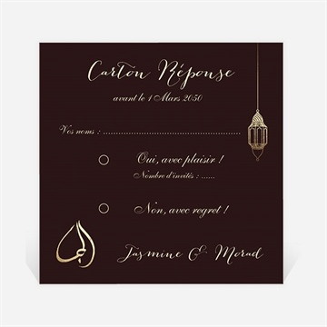 Carton réponse mariage mille et une nuits