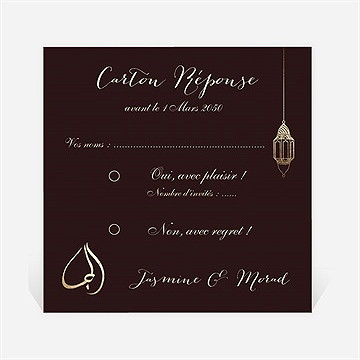 Carton réponse mariage mille et une nuits