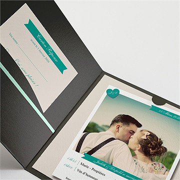 Faire-part mariage photo et vert pastel - Détail du faire-part