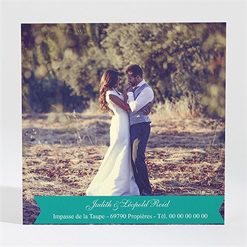 Remerciement mariage photo et vert pastel - Dos de la carte