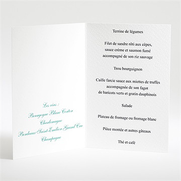 Menu mariage photo et vert pastel - Menu ouvert