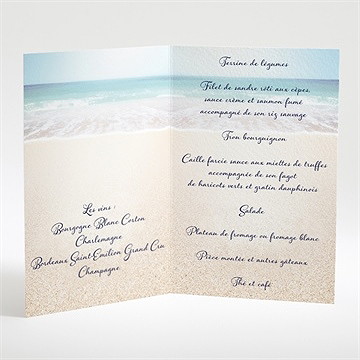 Menu mariage rêve de plage - Intérieur du menu
