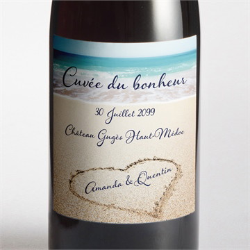Etiquette de bouteille mariage rêve de plage