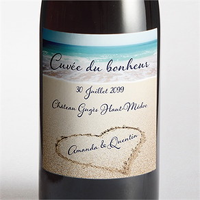 Etiquette de bouteille mariage rêve de plage