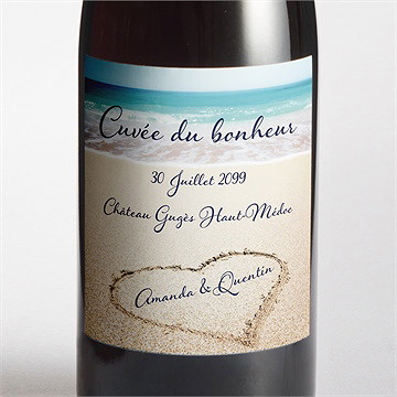 Etiquette de bouteille mariage rêve de plage