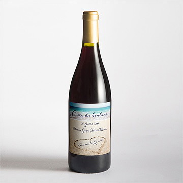 Etiquette de bouteille mariage rêve de plage - Mise en situation