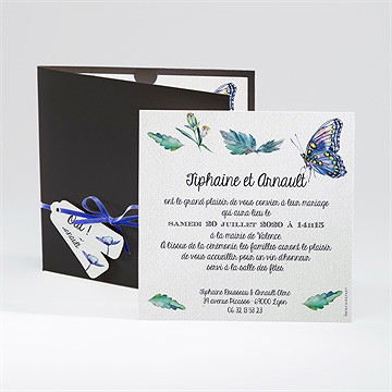 Faire-part mariage univers végétal et papillons