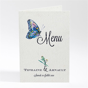Menu mariage univers végétal et papillons