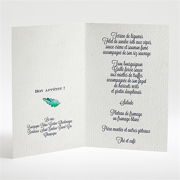 Menu mariage univers végétal et papillons - Menu ouvert