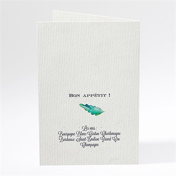 Menu mariage univers végétal et papillons - Dos du menu