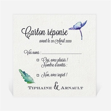 Carton réponse mariage univers végétal et papillons