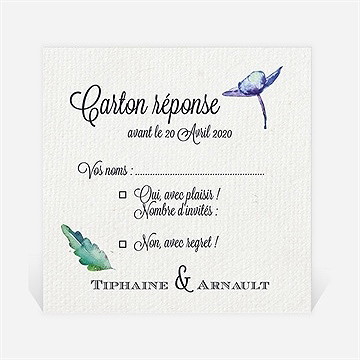 Carton réponse mariage univers végétal et papillons