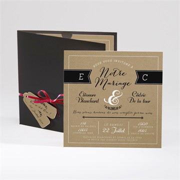 Faire-part mariage black chic