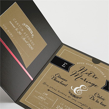 Faire-part mariage black chic - Détail du faire-part