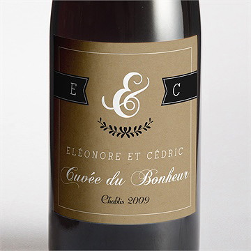 Etiquette de bouteille mariage black chic