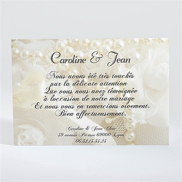 Remerciement mariage organza - Dos du faire-part
