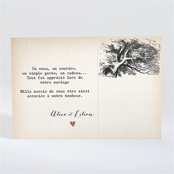 Remerciement mariage atout coeur - Dos de la carte