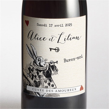 Etiquette de bouteille mariage atout coeur