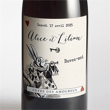 Etiquette de bouteille mariage atout coeur