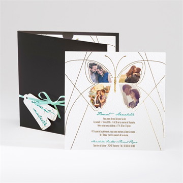 Faire-part mariage papillon photo original