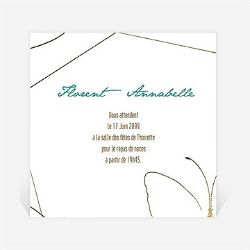 Carton d'invitation mariage papillon photo original