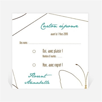 Carton réponse mariage papillon photo original