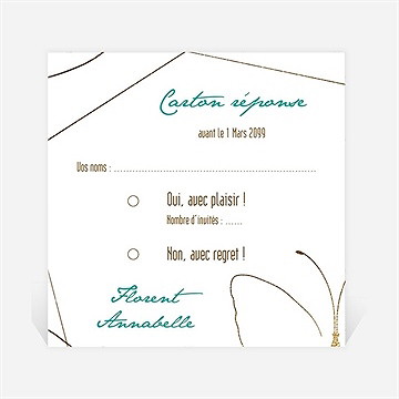 Carton réponse mariage papillon photo original
