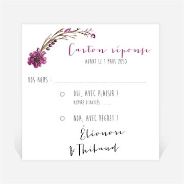 Carton réponse mariage annonce chic et tendance